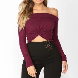 Fashion Nova Purple Tie Front Crop Top